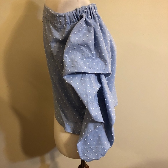 Romeo + Juliet Couture Blue Off Shoulder Top - Picture 4 of 7